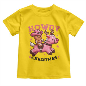 Howdy Christmas Toddler T Shirt Funny Gingerbread Cowboy Riding Reindeer Gift For Girl TS12 Daisy Print Your Wear