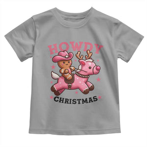 Howdy Christmas Toddler T Shirt Funny Gingerbread Cowboy Riding Reindeer Gift For Girl TS12 Sport Gray Print Your Wear