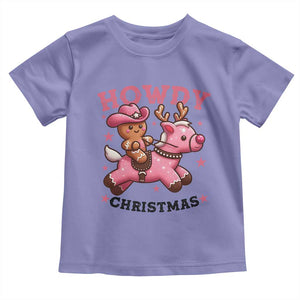 Howdy Christmas Toddler T Shirt Funny Gingerbread Cowboy Riding Reindeer Gift For Girl TS12 Violet Print Your Wear