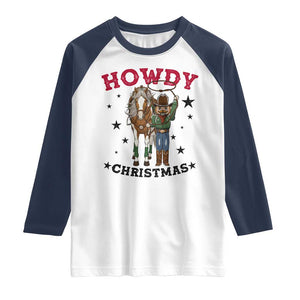 Funny Nutcracker Cowboy Howdy Christmas Raglan Shirt Western Holiday Gift TS12 White Navy Print Your Wear
