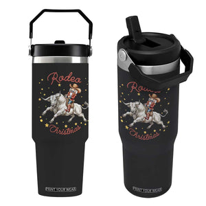 Funny Nutcracker Bull Riding Rodeo Christmas Flip Straw Tumbler Western Holiday Gift TS12 One Size: 30 oz Black Print Your Wear