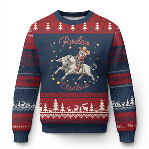 Funny Nutcracker Bull Riding Rodeo Xmas Ugly Christmas Sweater Western Holiday Gift TS12 Navy Red Print Your Wear