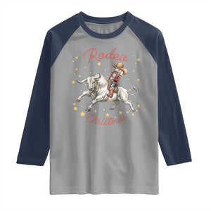 Funny Nutcracker Bull Riding Rodeo Christmas Raglan Shirt Western Holiday Gift TS12 Sport Gray Navy Print Your Wear