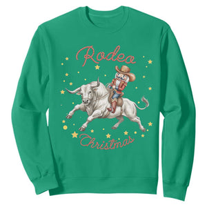 Funny Nutcracker Bull Riding Rodeo Christmas Sweatshirt Western Holiday Gift TS12 Irish Green Print Your Wear