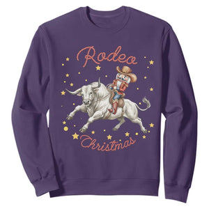 Funny Nutcracker Bull Riding Rodeo Christmas Sweatshirt Western Holiday Gift TS12 Purple Print Your Wear