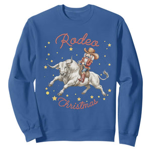Funny Nutcracker Bull Riding Rodeo Christmas Sweatshirt Western Holiday Gift TS12 Royal Blue Print Your Wear