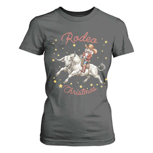 Funny Nutcracker Bull Riding Rodeo Christmas T Shirt For Women Western Holiday Gift TS12 Dark Heather Print Your Wear