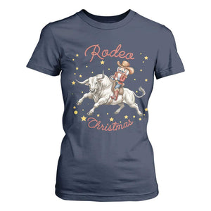 Funny Nutcracker Bull Riding Rodeo Christmas T Shirt For Women Western Holiday Gift TS12 Navy Print Your Wear