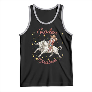 Funny Nutcracker Bull Riding Rodeo Christmas Tank Top Western Holiday Gift TS12 Black Athletic Heather Print Your Wear