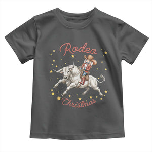 Funny Nutcracker Bull Riding Rodeo Christmas Toddler T Shirt Western Holiday Gift TS12 Dark Heather Print Your Wear