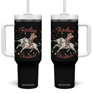 Funny Nutcracker Bull Riding Rodeo Christmas Tumbler With Handle Western Holiday Gift TS12 One Size: 40 oz Black Print Your Wear