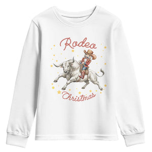 Funny Nutcracker Bull Riding Rodeo Christmas Youth Sweatshirt Western Holiday Gift TS12 White Print Your Wear