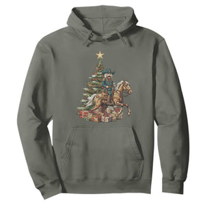 Funny Nutcracker Riding Horse Hoodie Western Life Christmas Gift TS12 Military Green Print Your Wear