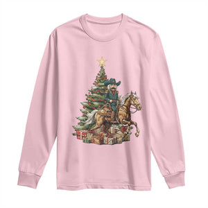 Funny Nutcracker Riding Horse Long Sleeve Shirt Western Life Christmas Gift TS12 Light Pink Print Your Wear