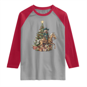 Funny Nutcracker Riding Horse Raglan Shirt Western Life Christmas Gift TS12 Sport Gray Red Print Your Wear