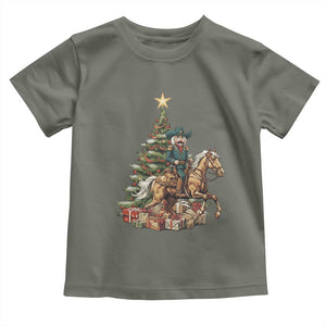 Funny Nutcracker Riding Horse Toddler T Shirt Western Life Christmas Gift TS12 Military Green Print Your Wear