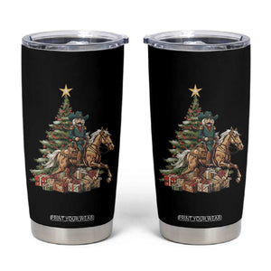 Funny Nutcracker Riding Horse Tumbler Cup Western Life Christmas Gift TS12 Black Print Your Wear