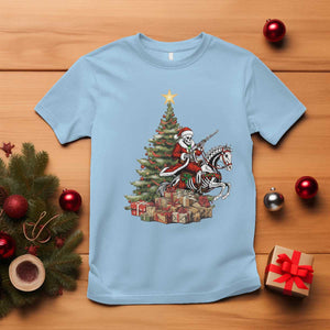 Outlaw Cowboy On Skeleton Horse T Shirt Dark Western Christmas TS12 Light Blue Print Your Wear