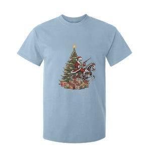 Outlaw Cowboy On Skeleton Horse T Shirt For Kid Dark Western Christmas TS12 Light Blue Print Your Wear