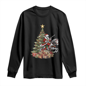 Outlaw Cowboy On Skeleton Horse Long Sleeve Shirt Dark Western Christmas TS12 Black Print Your Wear