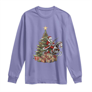 Outlaw Cowboy On Skeleton Horse Long Sleeve Shirt Dark Western Christmas TS12 Violet Print Your Wear