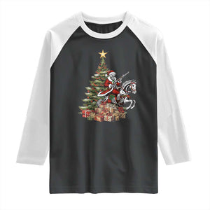 Outlaw Cowboy On Skeleton Horse Raglan Shirt Dark Western Christmas TS12 Black White Print Your Wear
