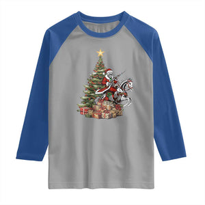 Outlaw Cowboy On Skeleton Horse Raglan Shirt Dark Western Christmas TS12 Sport Gray Royal Print Your Wear