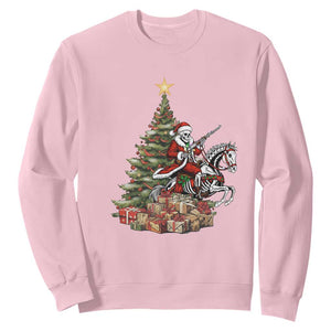 Outlaw Cowboy On Skeleton Horse Sweatshirt Dark Western Christmas TS12 Light Pink Print Your Wear