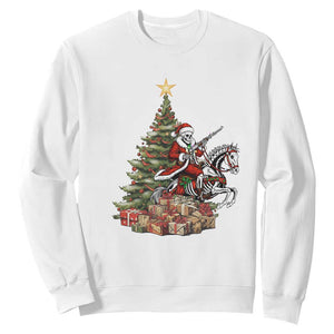 Outlaw Cowboy On Skeleton Horse Sweatshirt Dark Western Christmas TS12 White Print Your Wear