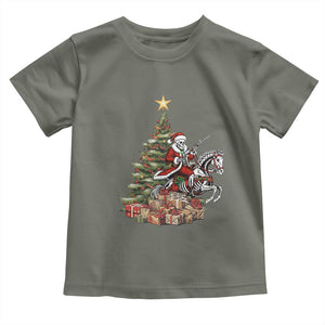 Outlaw Cowboy On Skeleton Horse Toddler T Shirt Dark Western Christmas TS12 Military Green Print Your Wear