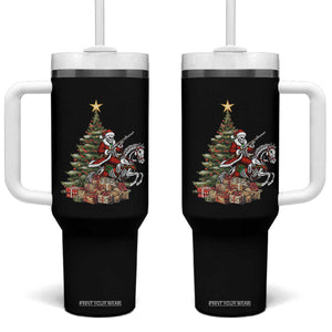 Outlaw Cowboy On Skeleton Horse Tumbler With Handle Dark Western Christmas TS12 One Size: 40 oz Black Print Your Wear