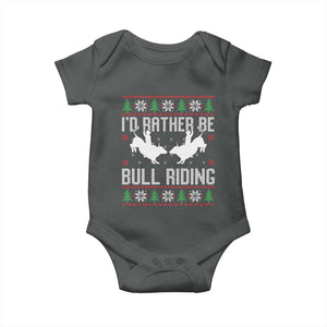 Id Rather Be Bull Riding Baby Onesie Rodeo Bull Rider Ugly Christmas Gift TS12 Dark Heather Print Your Wear