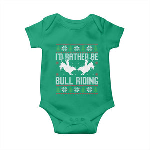 Id Rather Be Bull Riding Baby Onesie Rodeo Bull Rider Ugly Christmas Gift TS12 Irish Green Print Your Wear