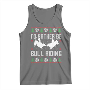 Id Rather Be Bull Riding Tank Top Rodeo Bull Rider Ugly Christmas Gift TS12 Black Heather Print Your Wear
