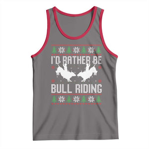 Id Rather Be Bull Riding Tank Top Rodeo Bull Rider Ugly Christmas Gift TS12 Deep Heather Red Print Your Wear