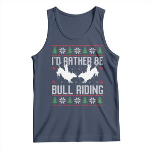 Id Rather Be Bull Riding Tank Top Rodeo Bull Rider Ugly Christmas Gift TS12 Navy Print Your Wear