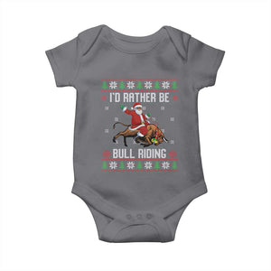 Id Rather Be Bull Riding Baby Onesie Black Santa Bull Rider Ugly Christmas Gift TS12 Charcoal Print Your Wear
