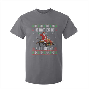 Id Rather Be Bull Riding T Shirt For Kid Black Santa Bull Rider Ugly Christmas Gift TS12 Charcoal Print Your Wear