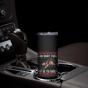Western Bull Riding Ugly Christmas Skinny Tumbler Oh What Fun It Is To Ride TS12 Print Your Wear