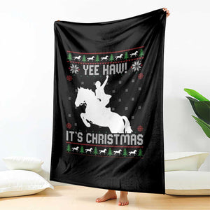 Yee Haw It Is Christmas Throw Blanket Funny Ugly Xmas Rodeo Gift For Cowgirl TS12 Print Your Wear