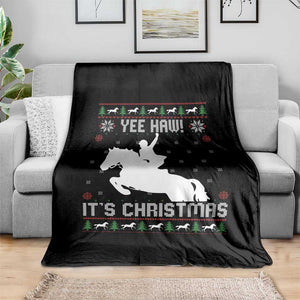 Yee Haw It Is Christmas Throw Blanket Funny Ugly Xmas Rodeo Gift For Cowgirl TS12 Print Your Wear