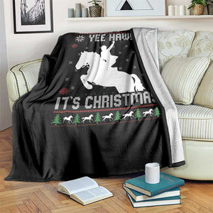 Yee Haw It Is Christmas Throw Blanket Funny Ugly Xmas Rodeo Gift For Cowgirl TS12 Print Your Wear