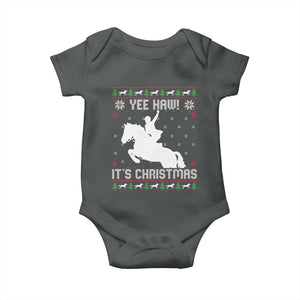 Yee Haw It Is Christmas Baby Onesie Funny Ugly Xmas Rodeo Gift For Cowgirl TS12 Dark Heather Print Your Wear