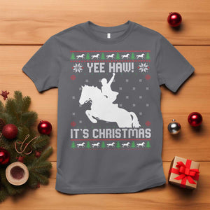 Yee Haw It Is Christmas T Shirt Funny Ugly Xmas Rodeo Gift For Cowgirl TS12 Charcoal Print Your Wear