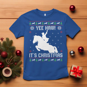 Yee Haw It Is Christmas T Shirt Funny Ugly Xmas Rodeo Gift For Cowgirl TS12 Royal Blue Print Your Wear
