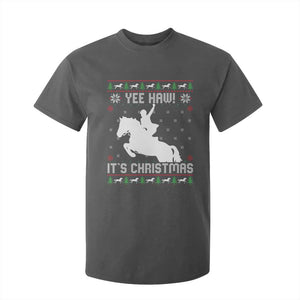 Yee Haw It Is Christmas T Shirt For Kid Funny Ugly Xmas Rodeo Gift For Cowgirl TS12 Dark Heather Print Your Wear