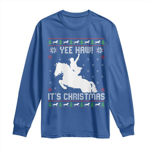 Yee Haw It Is Christmas Long Sleeve Shirt Funny Ugly Xmas Rodeo Gift For Cowgirl TS12 Royal Blue Print Your Wear