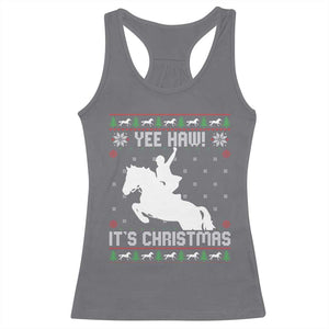 Yee Haw It Is Christmas Racerback Tank Top Funny Ugly Xmas Rodeo Gift For Cowgirl TS12 Charcoal Print Your Wear