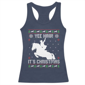 Yee Haw It Is Christmas Racerback Tank Top Funny Ugly Xmas Rodeo Gift For Cowgirl TS12 Navy Print Your Wear