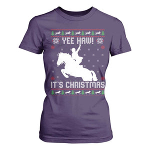 Yee Haw It Is Christmas T Shirt For Women Funny Ugly Xmas Rodeo Gift For Cowgirl TS12 Purple Print Your Wear